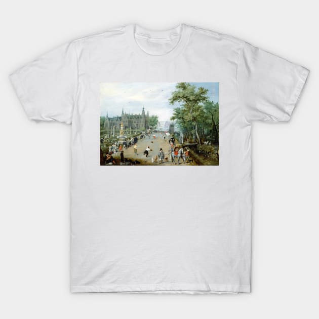 Adriaen van de Venne A Jeu de Paume Before a Country Palace T-Shirt by pdpress